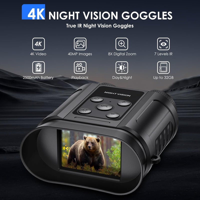 Tizycod Valentines Day Gifts for Him,Night Vision Goggles,Compact Night Vision Binoculars,32GB Card Included, Photo/Video Capture,Outdoor Tools for Education, Wildlife Watching,Gifts for Boy,Men,Father - Image 2
